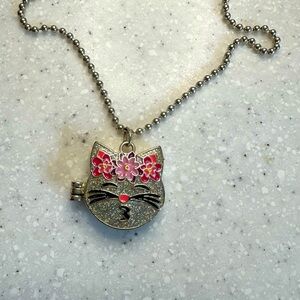 Hello Kitty ? Necklace Locket! Cat Kiss Jewelry! Cute! Girly!